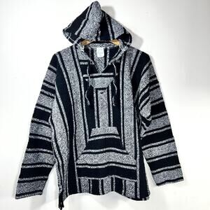 Original Pilotzi Mexican Pullover Hoodie Baja Drug Rug Hippie Poncho Womens XL